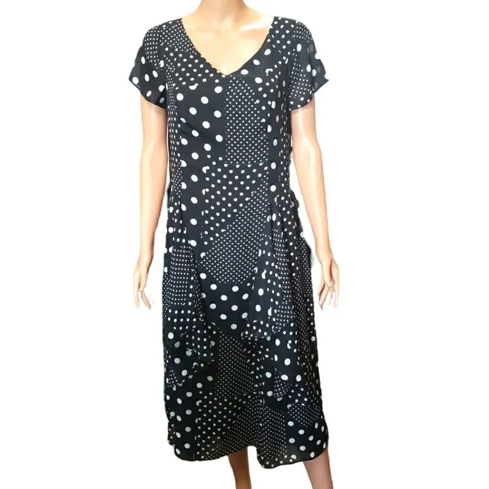 Perceptions Black & White Polka Vintage Dress Size 6